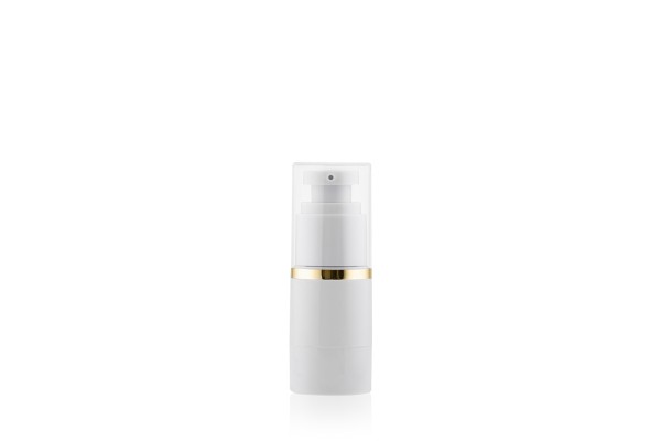 Frasco Airless Absolut Branco e Dourado 15ml