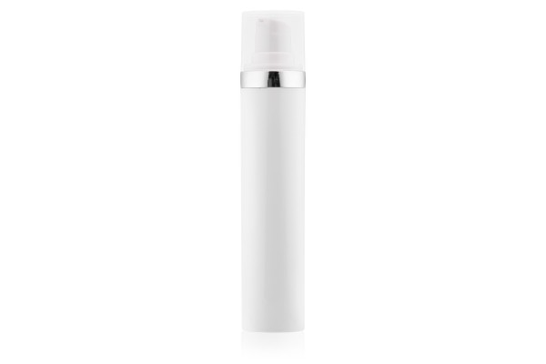 Frasco Airless MEG Branco com Friso Prata 50ml