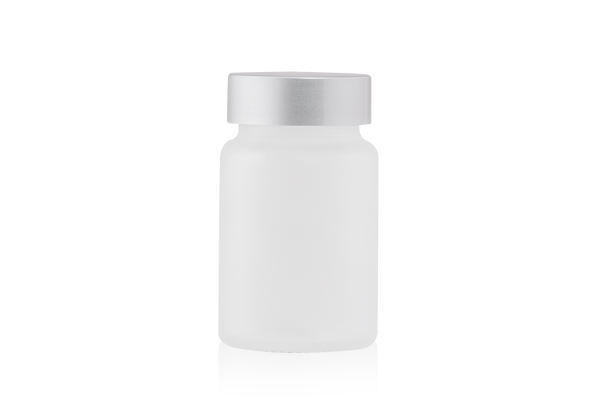 Pote Cápsula Vidro Transparente Fosco 75ml com Tampa Prata Fosca