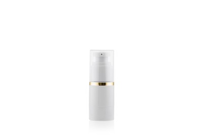 Frasco Airless Absolut Branco e Dourado 15ml