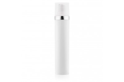 Frasco Airless MEG Branco com Friso Prata 50ml