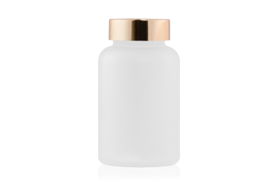 Pote Cápsula Vidro Transparente Fosco 120ml com Tampa Alumínio Dourada