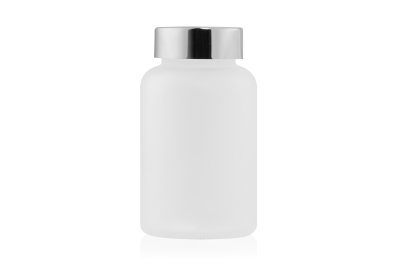 Pote Cápsula Vidro Transparente Fosco 120ml com Tampa Alumínio Prata