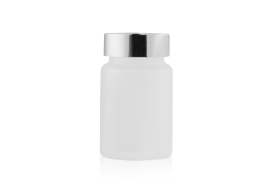Pote Cápsula Vidro Transparente Fosco 75ml com Tampa Alumínio Prata