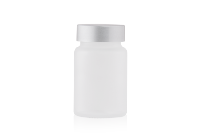 Pote Cápsula Vidro Transparente Fosco 75ml com Tampa Prata Fosca